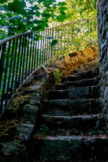 Stairs of the observation tower Alteburg in the Hunsrück