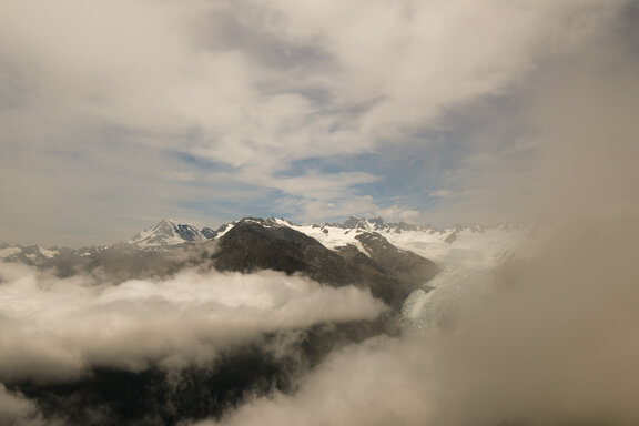 A view from the Alex Knob Peak / Lookout towards Mt Gunn and the Franz Josef Glacier