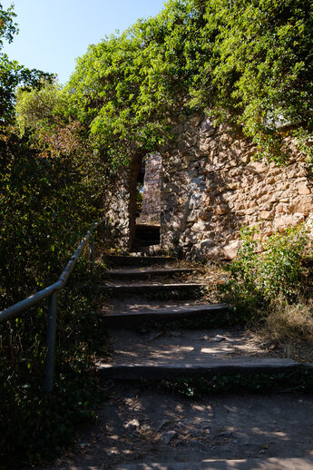 Entrance to the castle/ ruin Rheingrafenstein on the TourNatur hiking trail