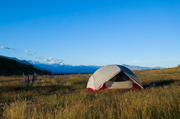 MSR Hubba Hubba NX on a grass field in New Zealand / Te Araroa trail